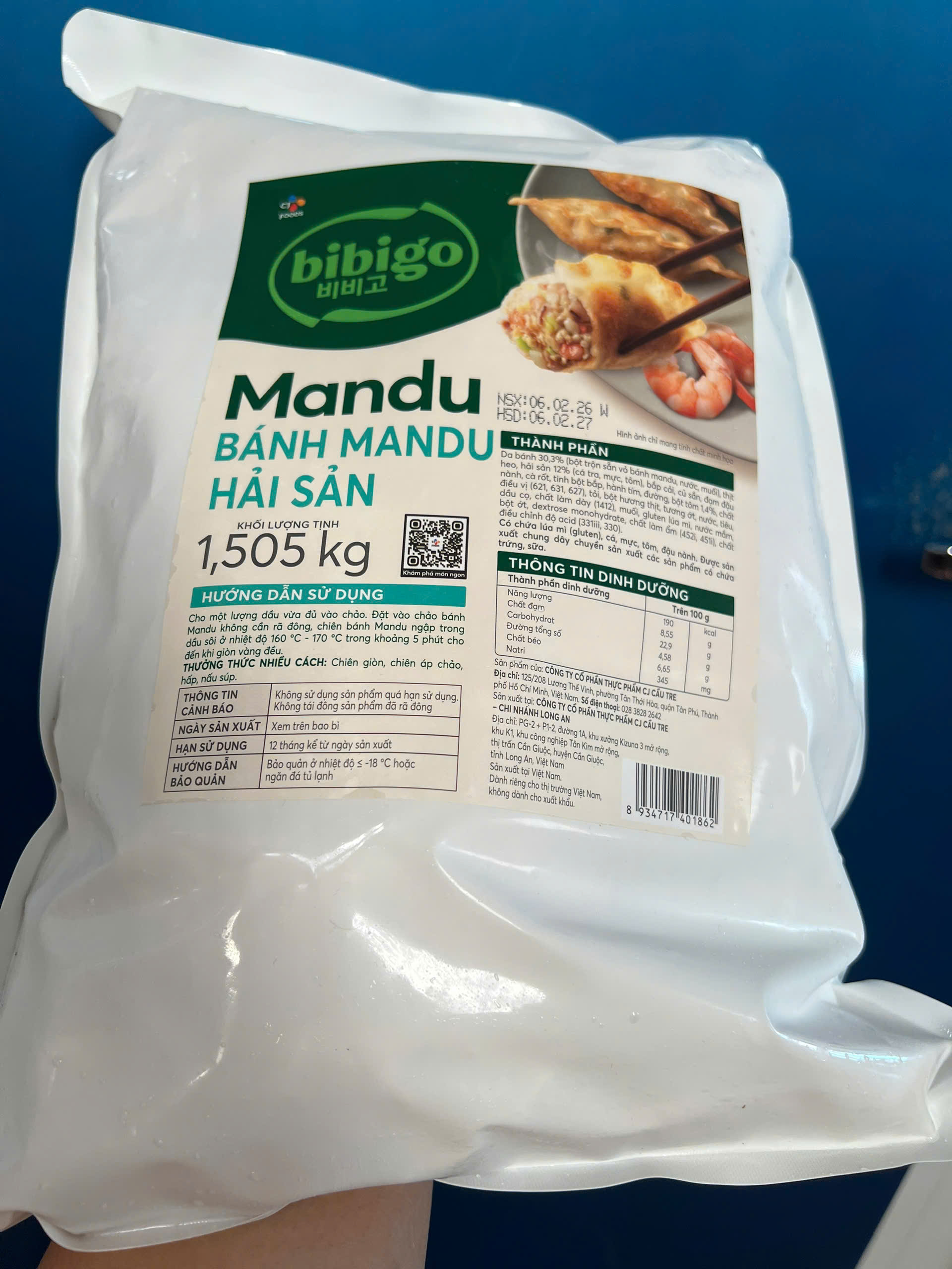 Mandu hải sản CJ Bibigo (42v / 1.505kg / Gói)