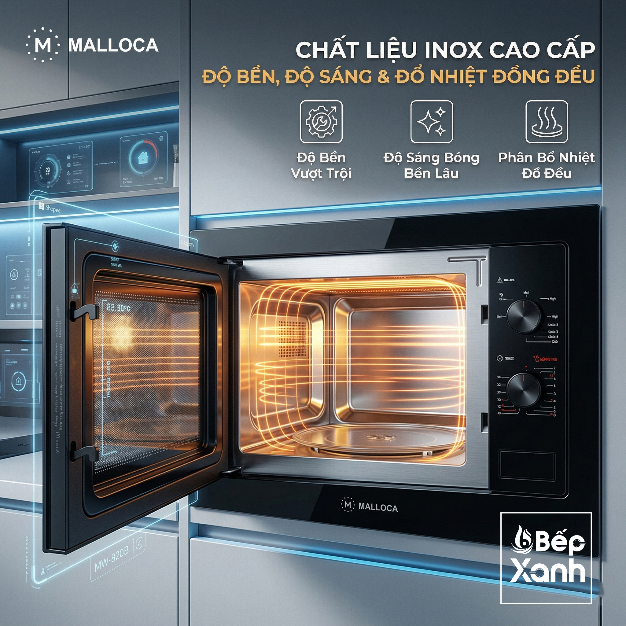 Lò Vi Sóng Âm Tủ Malloca MW-820B