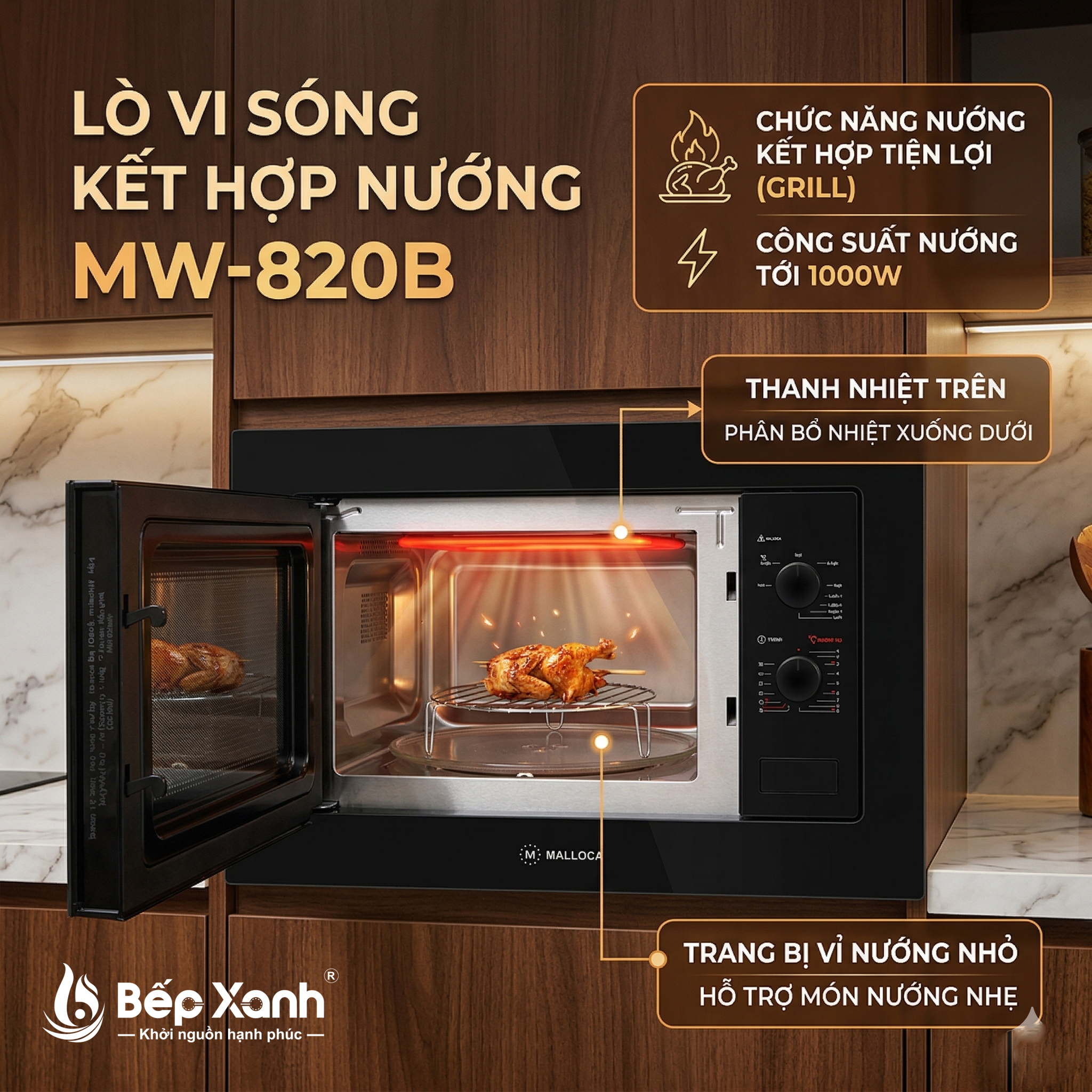 Lò Vi Sóng Âm Tủ Malloca MW-820B