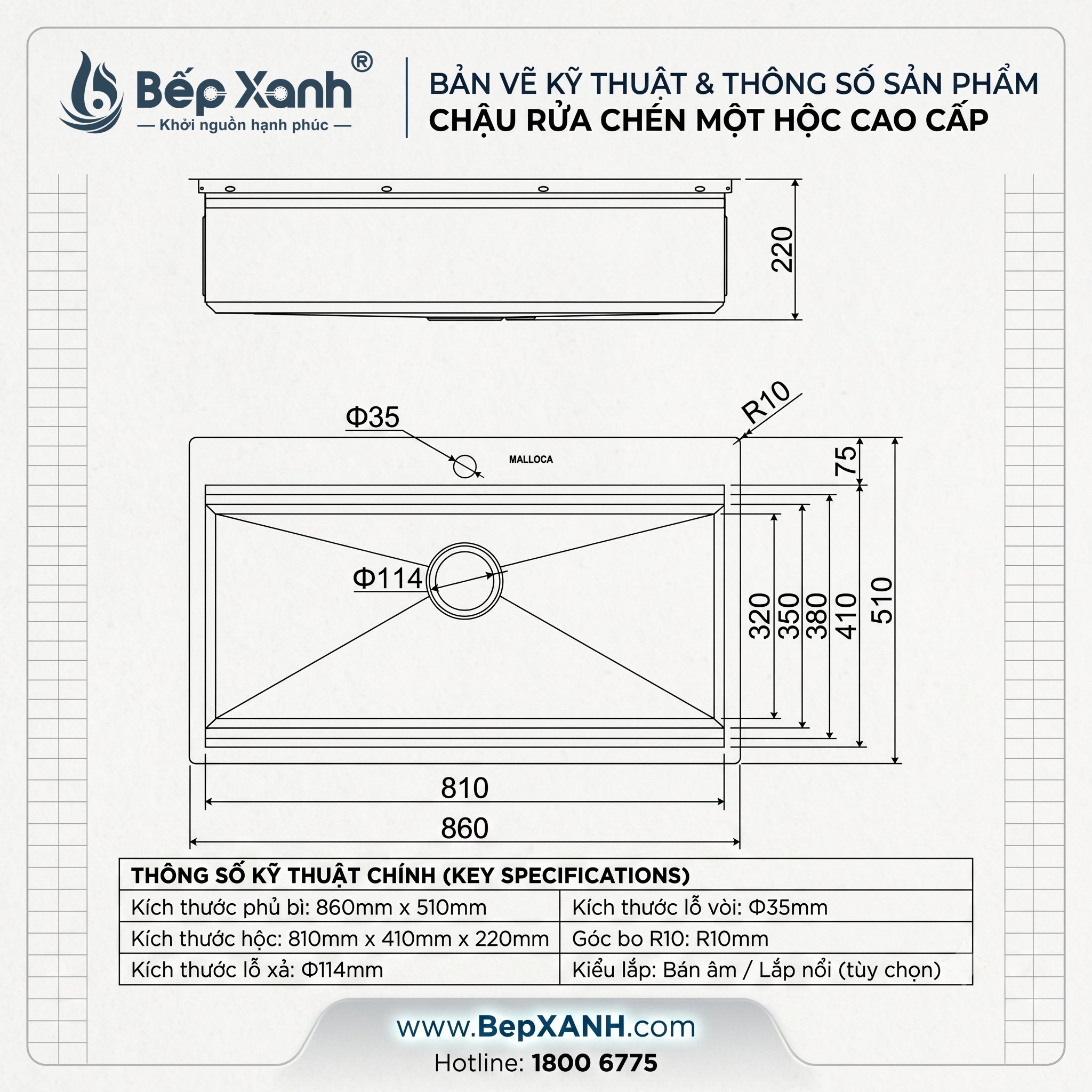 Chậu rửa chén Slide Malloca MS 861