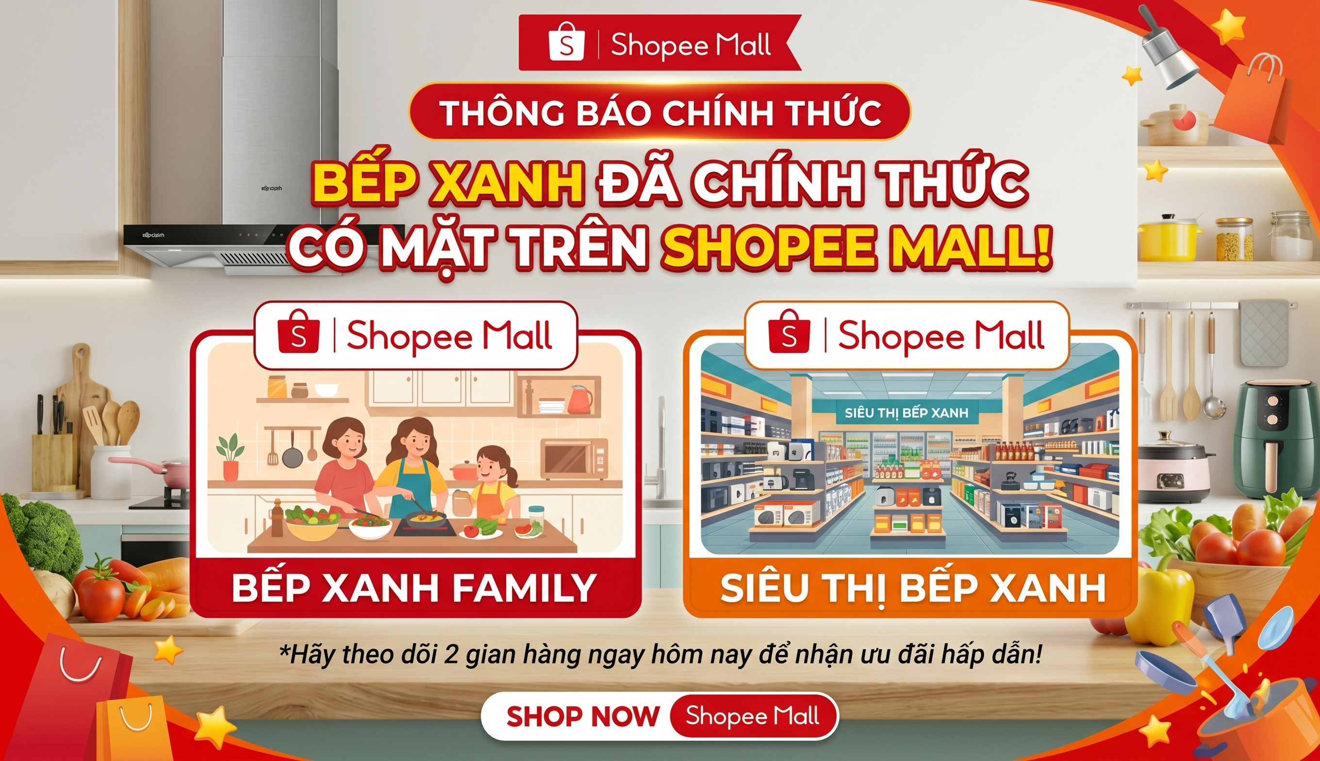 Bếp XANH chính thức có mặt trên shopee