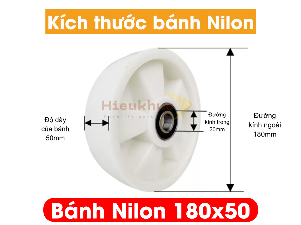 Bánh NILON xe nâng tay 180x50 mới 100% chịu tải tốt, giá rẻ