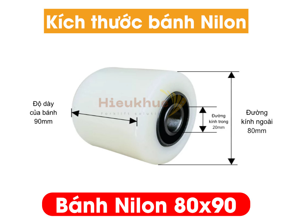 Bánh NILON xe nâng tay 80x90 mới 100% chịu tải tốt, giá rẻ