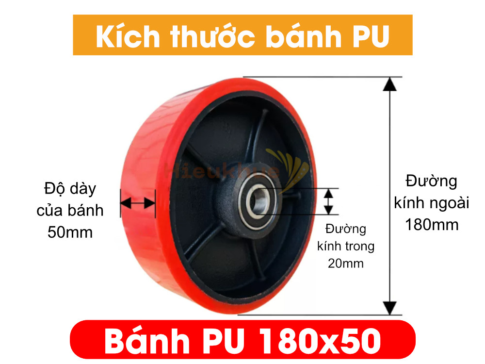 Bánh PU xe nâng tay 180x50 mới 100% chịu tải tốt, giá rẻ