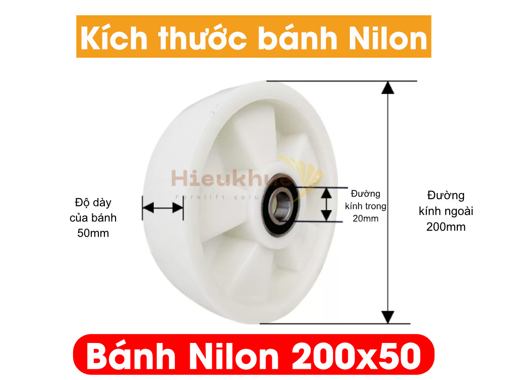 Bánh NILON xe nâng tay 200x50 mới 100% chịu tải tốt, giá rẻ