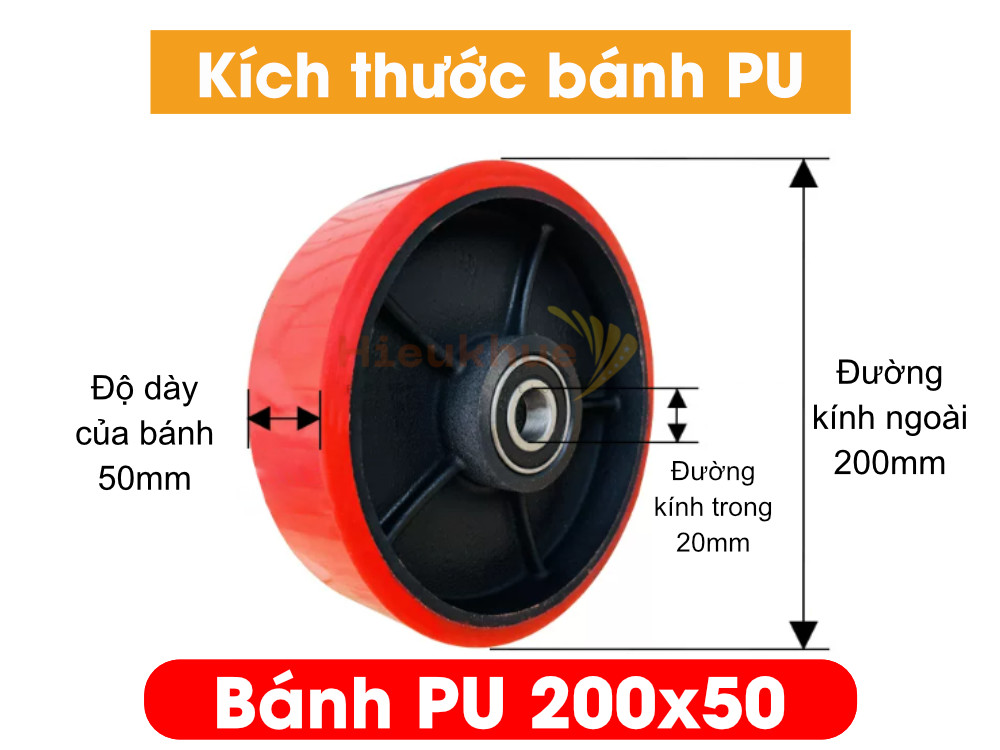 Bánh PU xe nâng tay 200x50 mới 100% chịu tải tốt, giá rẻ