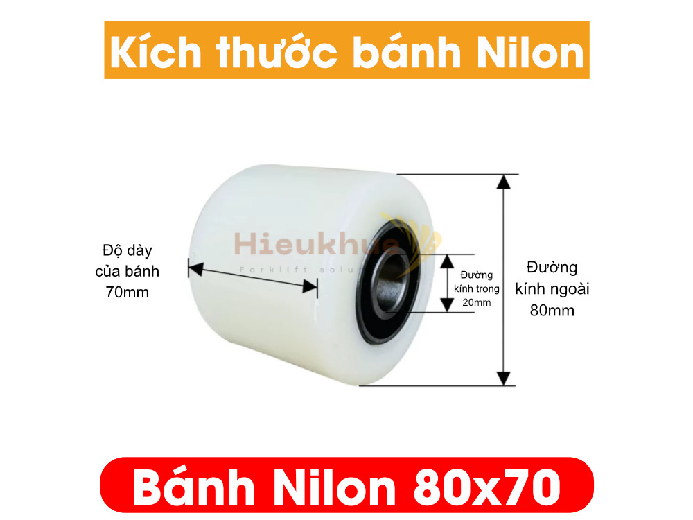 Bánh NILON xe nâng tay 80x70 mới 100% chịu tải tốt, giá rẻ