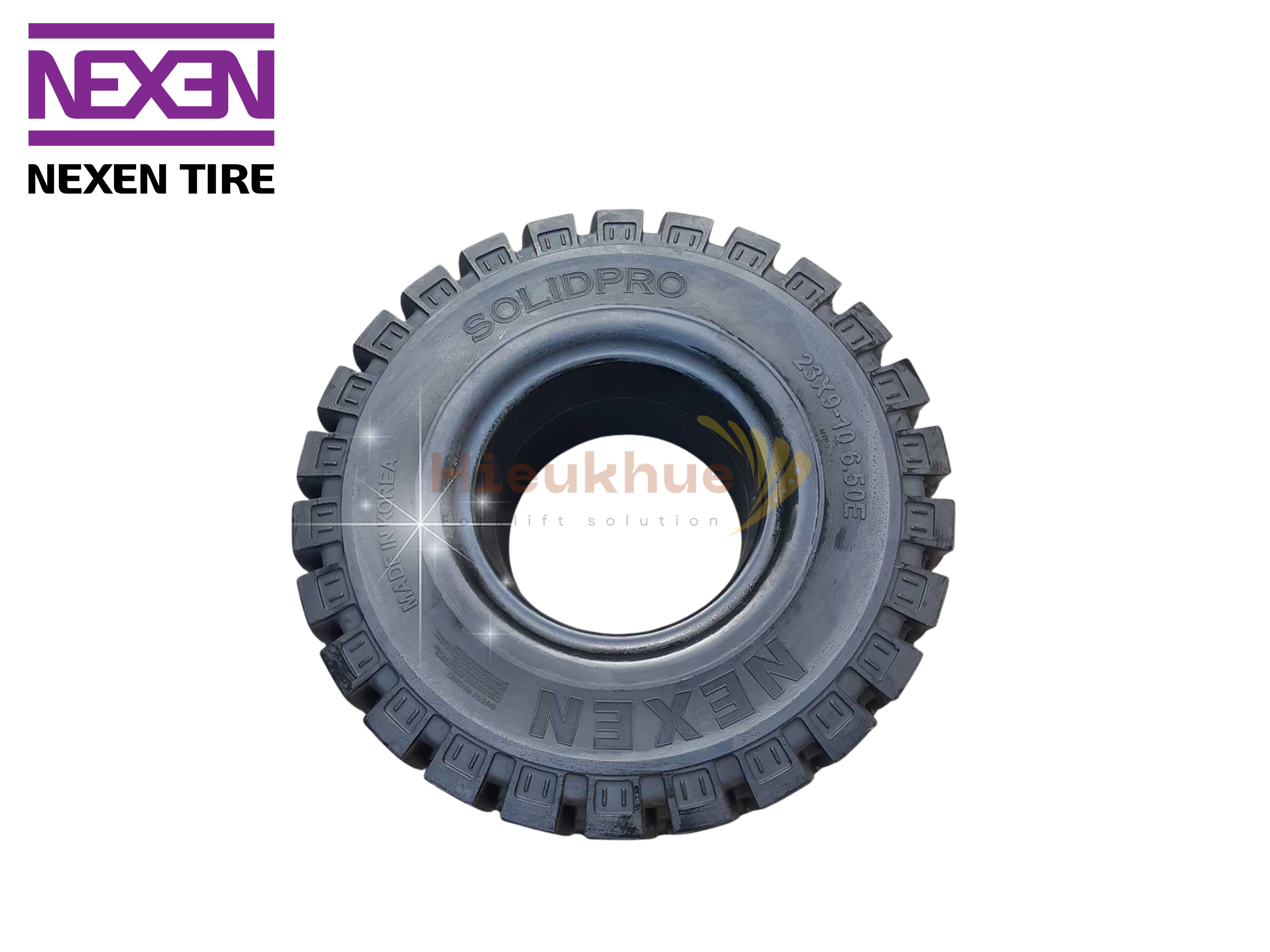 Lốp đặc xe nâng hiệu NEXEN SOLID PRO MTP size 23x9-10 Hàn Quốc
