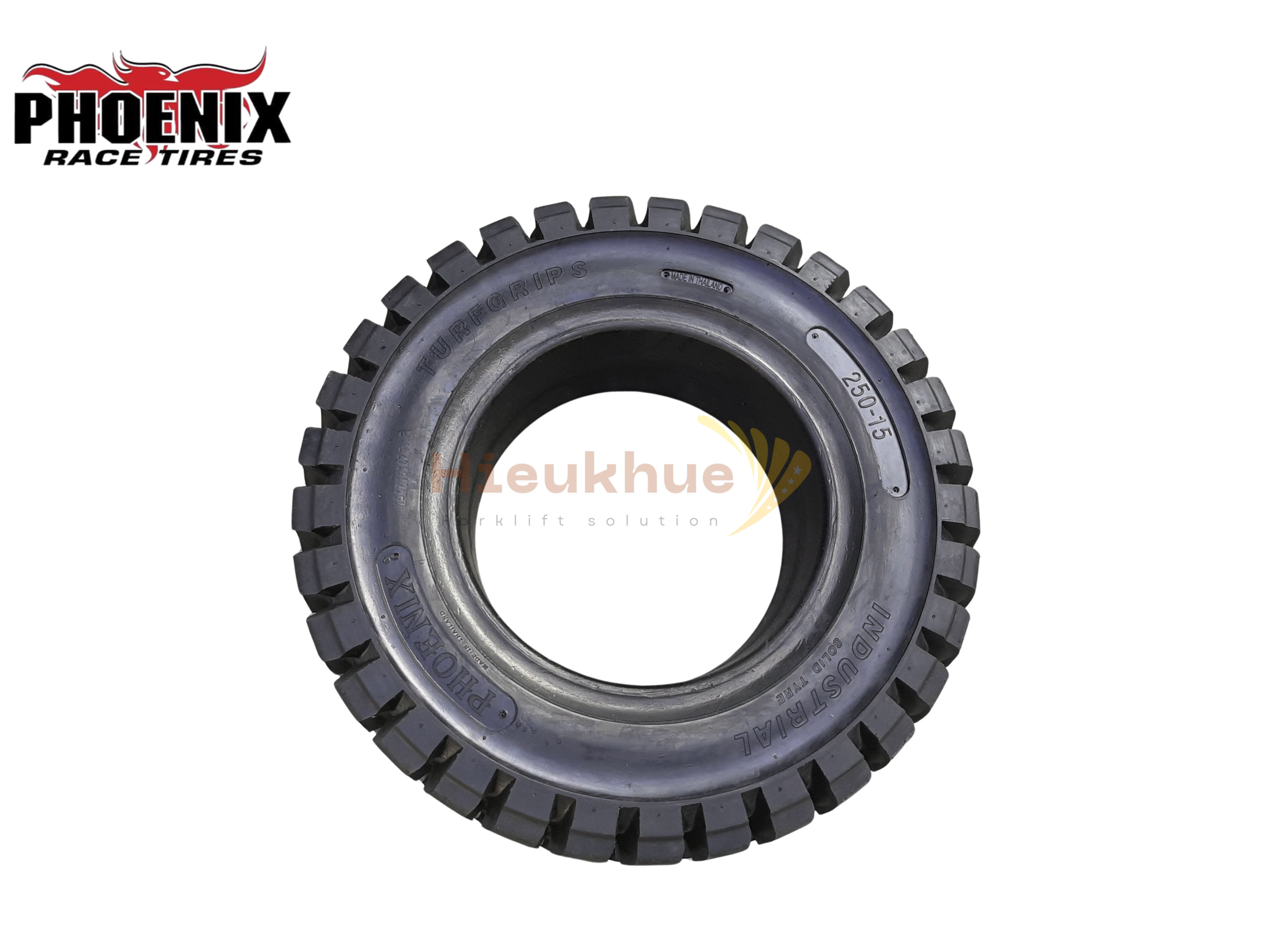 Lốp đặc xe nâng hiệu PHOENIX size 250-15 thương hiệu Thái Lan