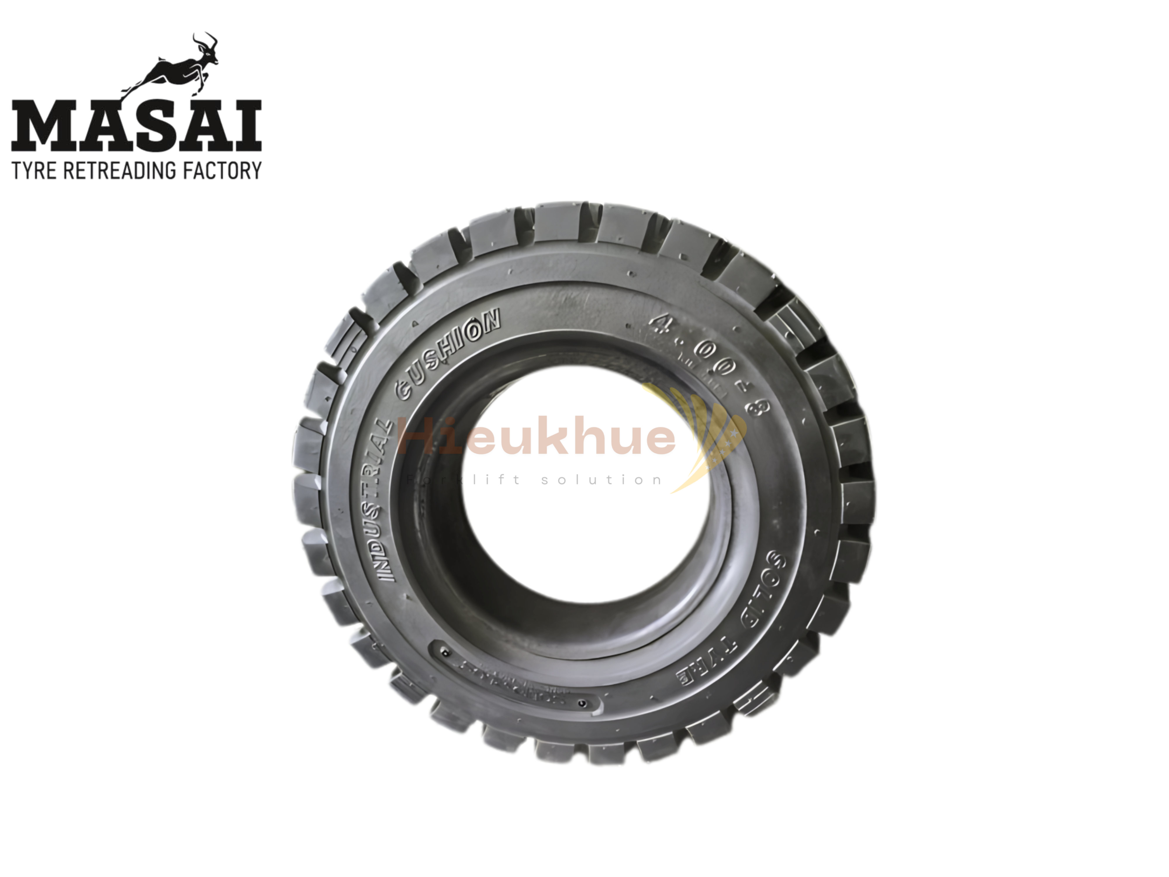 Lốp đặc xe nâng hiệu MASAI size 400-8 thương hiệu Thái Lan