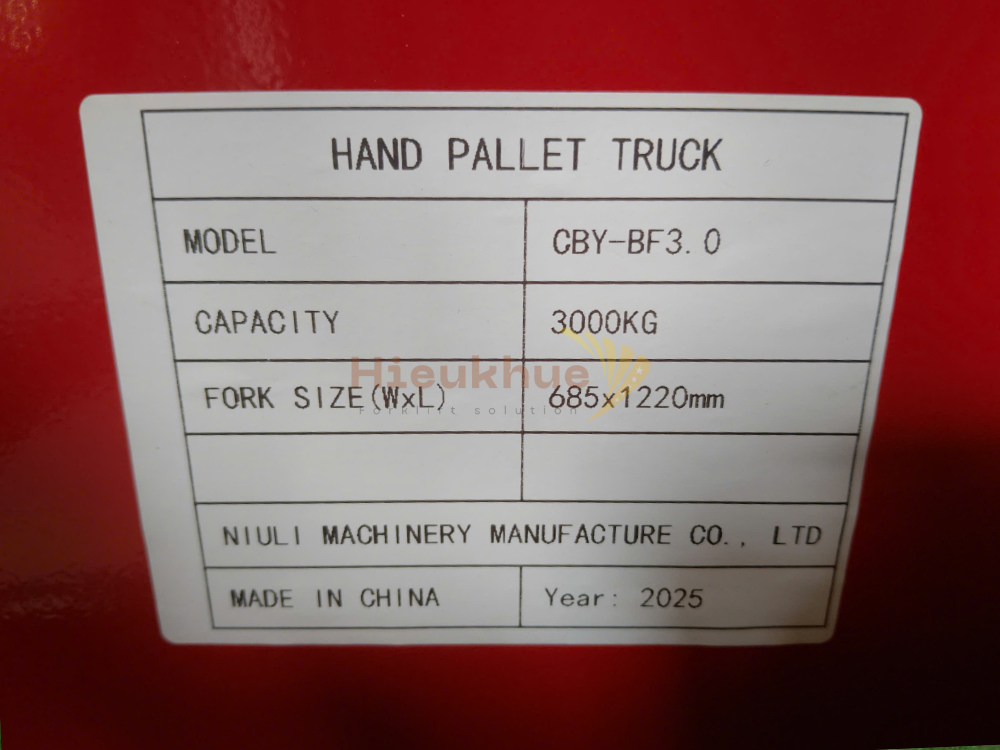Xe nâng tay thấp 3 tấn NIULI CBY-BF3.0