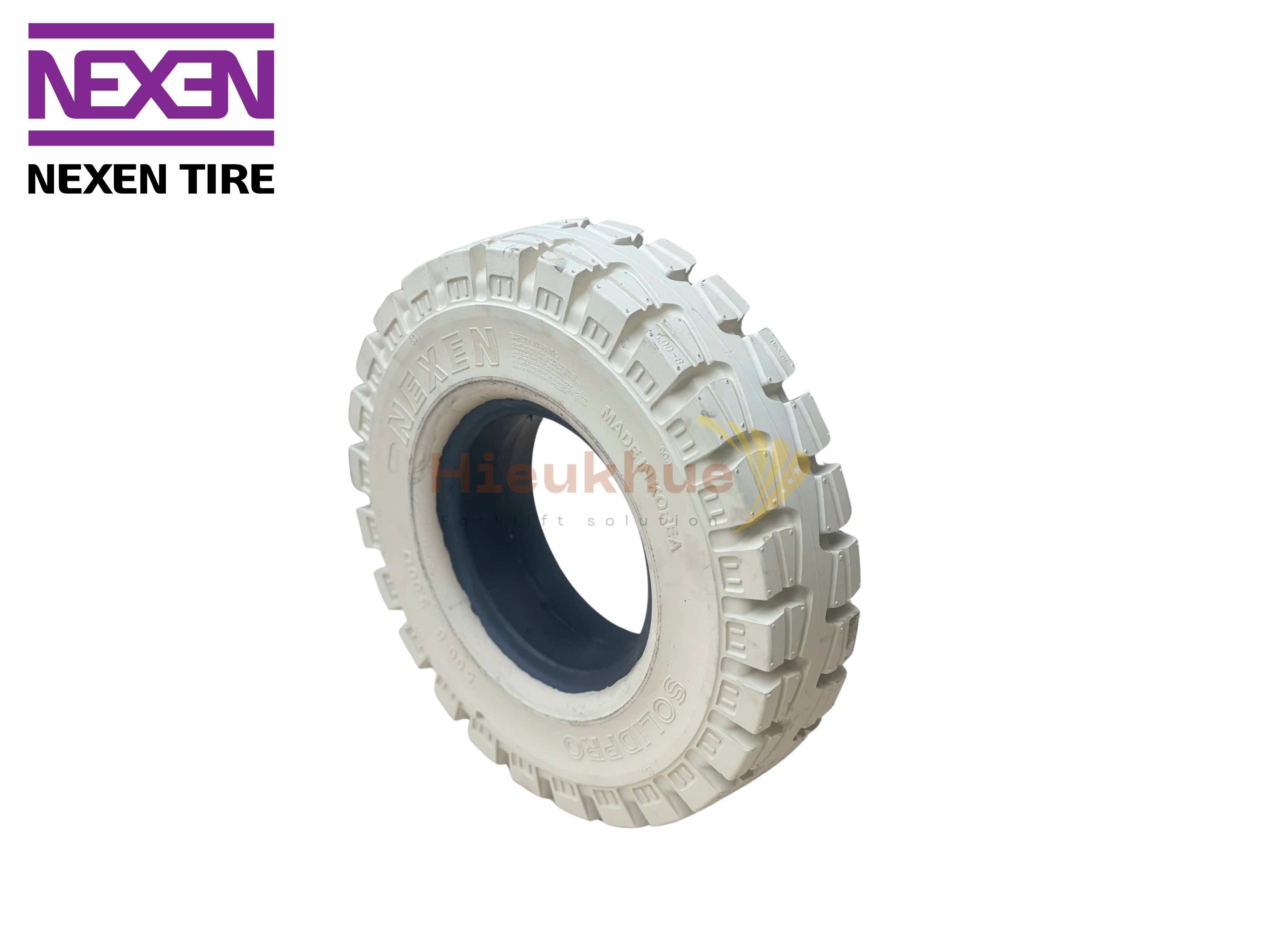 Lốp đặc trắng xe nâng hiệu NEXEN SOLID PRO MTP size 500-8 Hàn Quốc