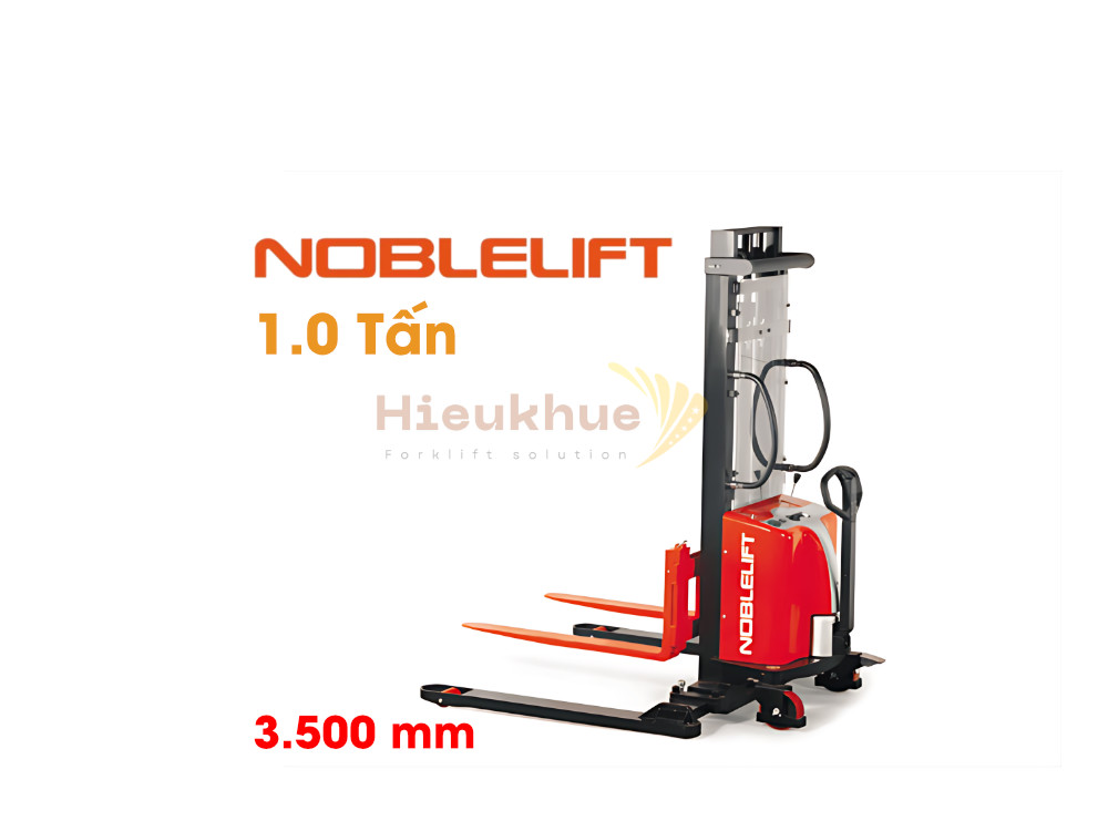 Xe nâng bán tự động chân rộng 1 tấn nâng cao 3.5 m NOBLELIFT SPN10SL35A