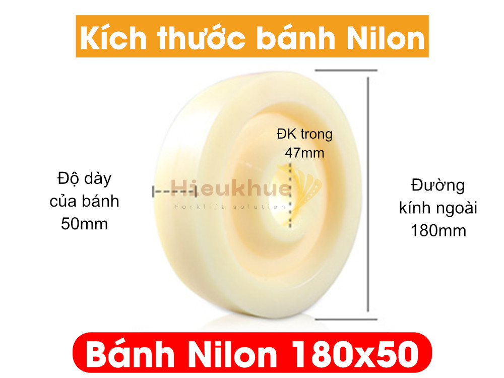 Bánh NILON xe nâng tay 180x50 mới 100% chịu tải tốt, giá rẻ