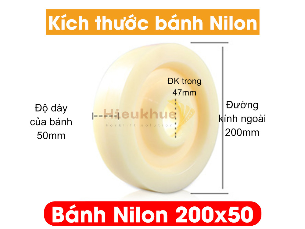 Bánh NILON xe nâng tay 200x50 mới 100% chịu tải tốt, giá rẻ