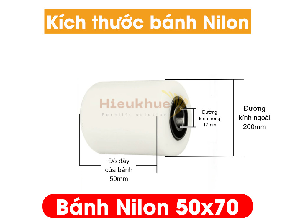 Bánh NILON xe nâng tay 50x70 mới 100% chịu tải tốt, giá rẻ