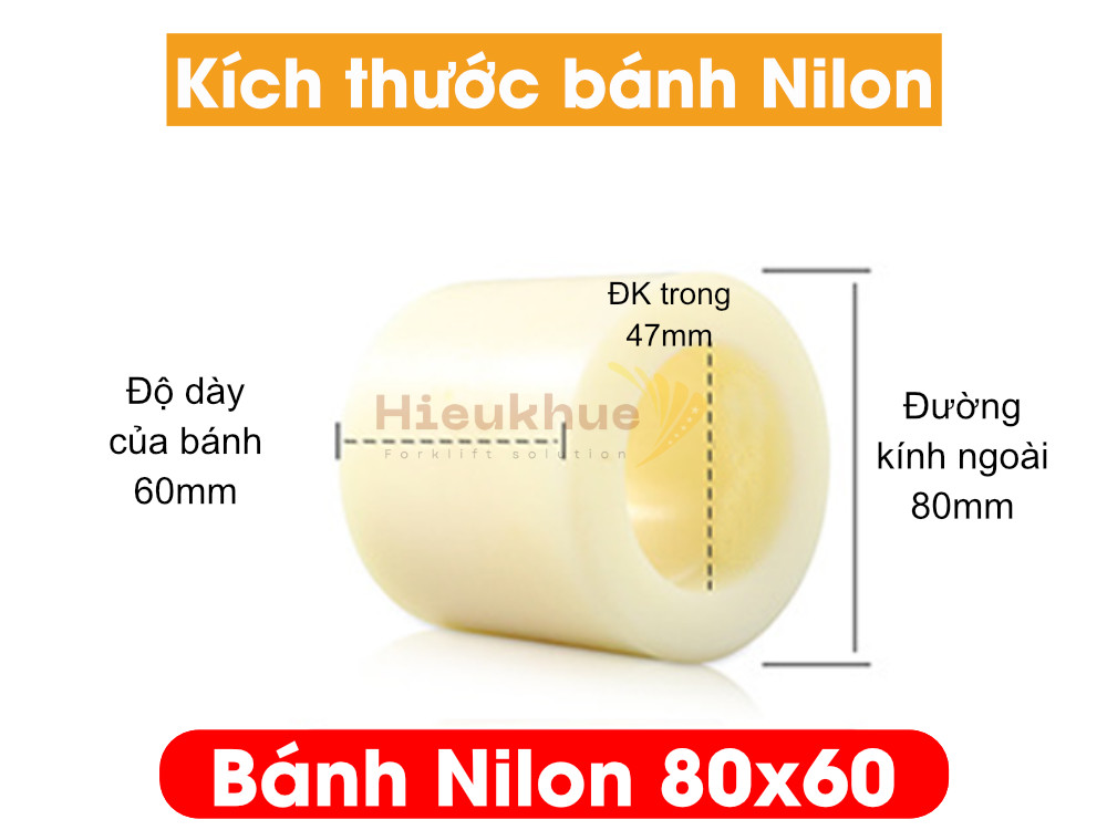 Bánh NILON xe nâng tay 80x60 mới 100% chịu tải tốt, giá rẻ