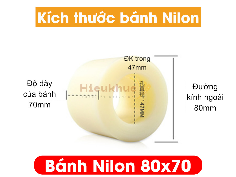 Bánh NILON xe nâng tay 80x70 mới 100% chịu tải tốt, giá rẻ