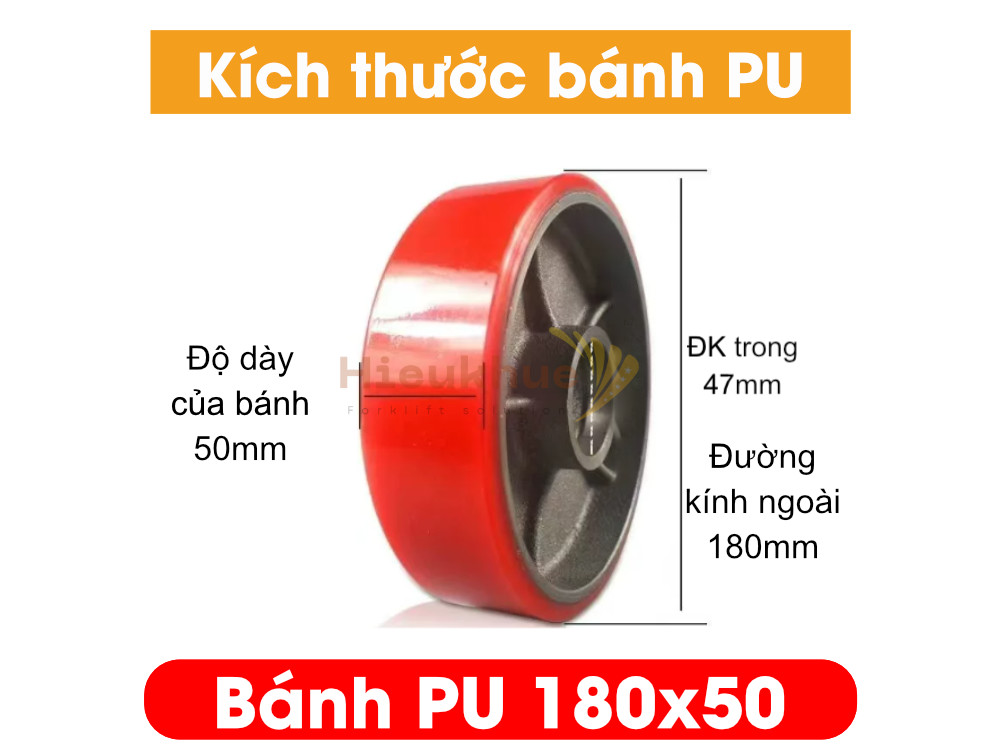 Bánh PU xe nâng tay 180x50 mới 100% chịu tải tốt, giá rẻ