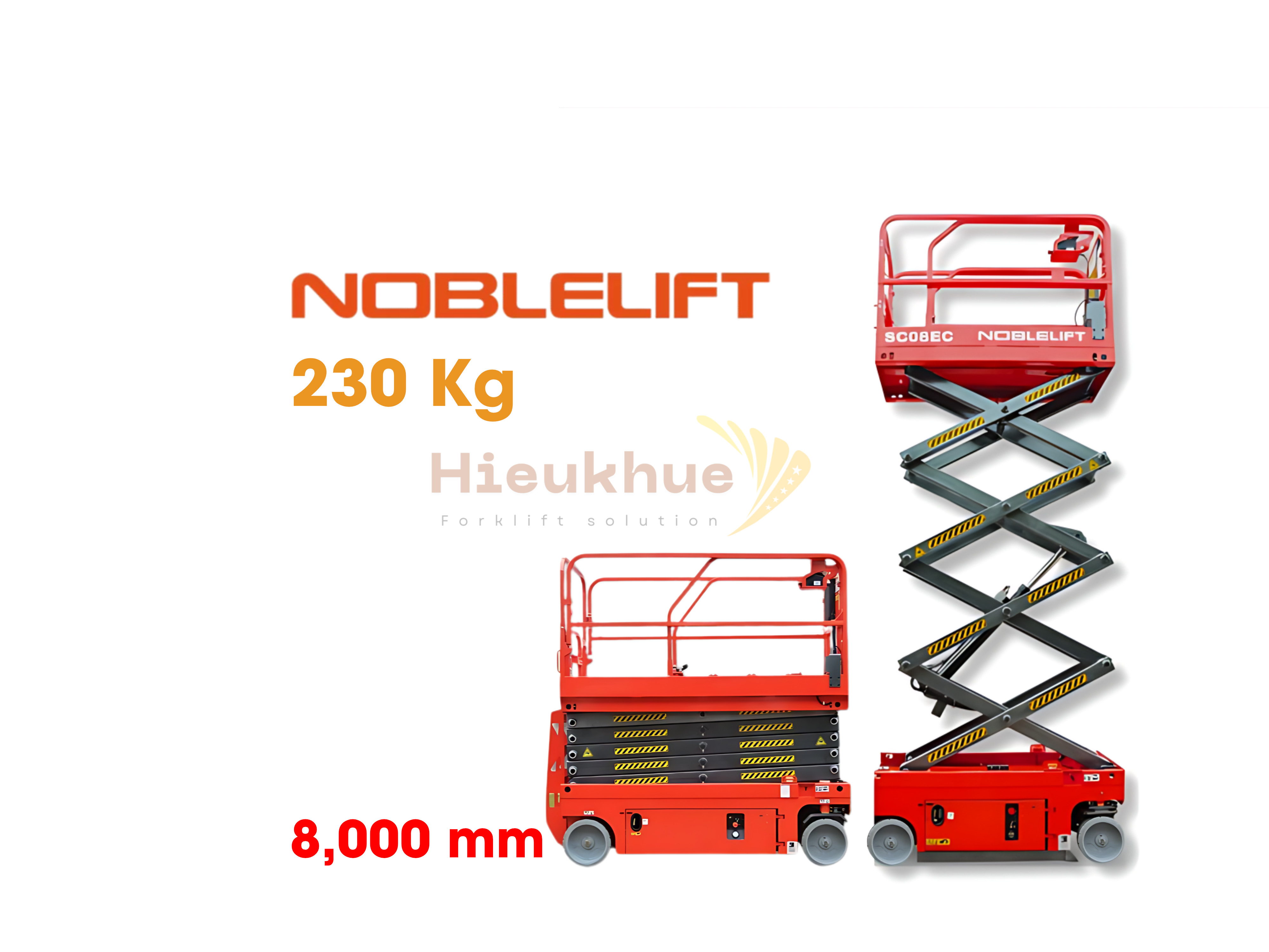 Xe thang nâng người mini 230 kg lên cao 8 mét NOBLELIFT Model SC08EC