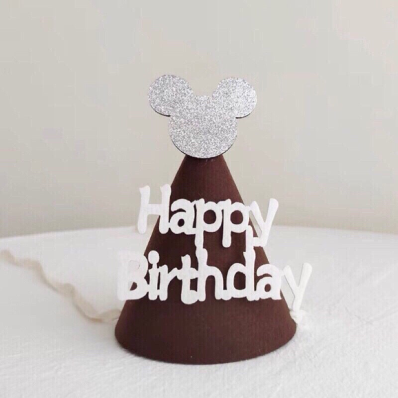 Mũ happy birthday hình gấu bạc MN06