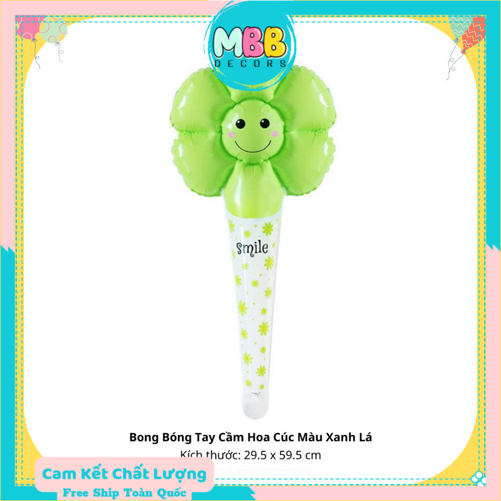 [TẶNG ỔNG THỔI] Bong Bóng Tay Cầm Hoa Cúc Mặt Cười, Bong Bóng Phao Cài Tóc Hoa Cúc Trang Trí Chụp Ảnh Sinh Nhật