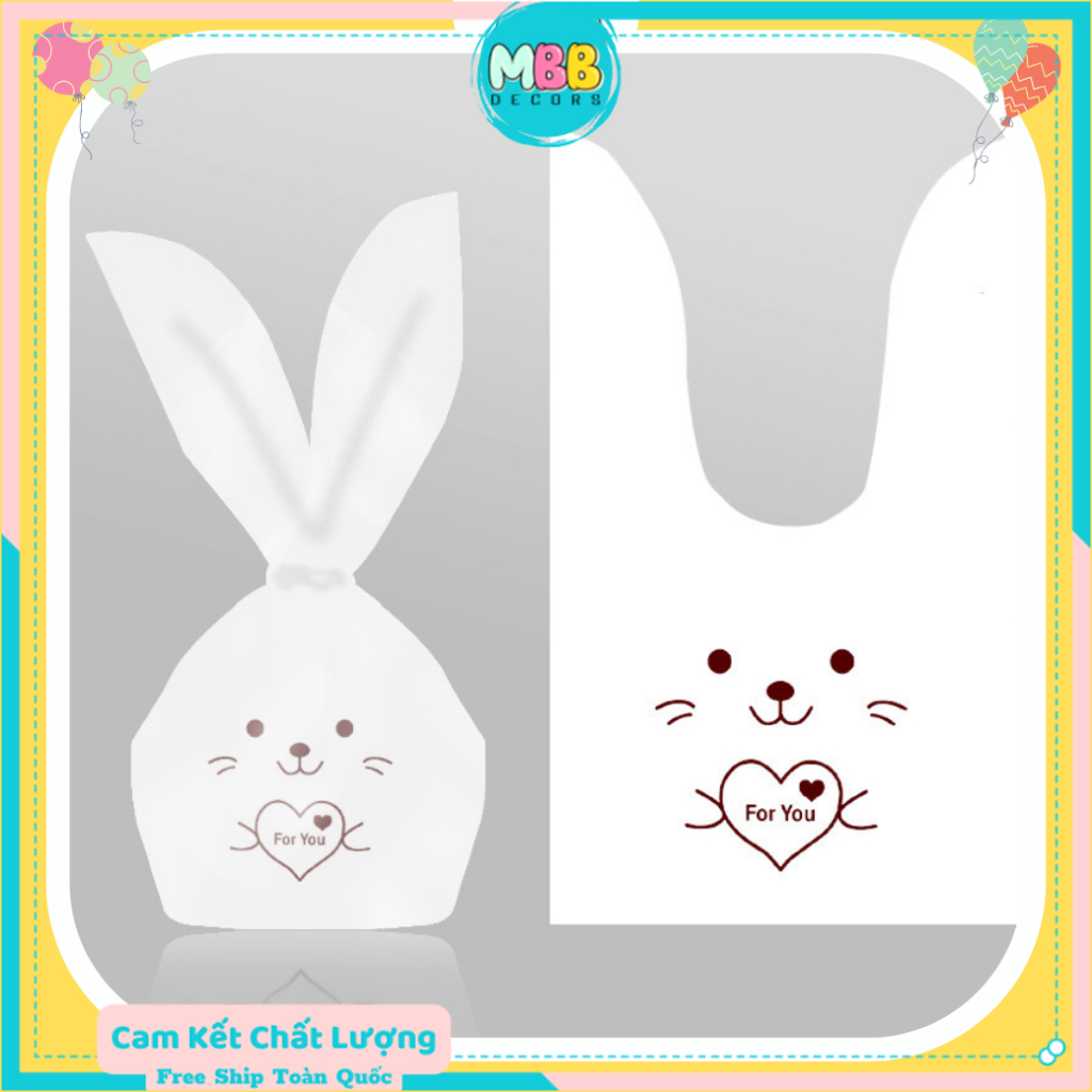 Set 10 Cái Túi Chia Quà, Bánh Kẹo Sinh Nhật Cho Các Bé, Túi Đựng Bánh Kích Thước  14x23cm Thỏ For You