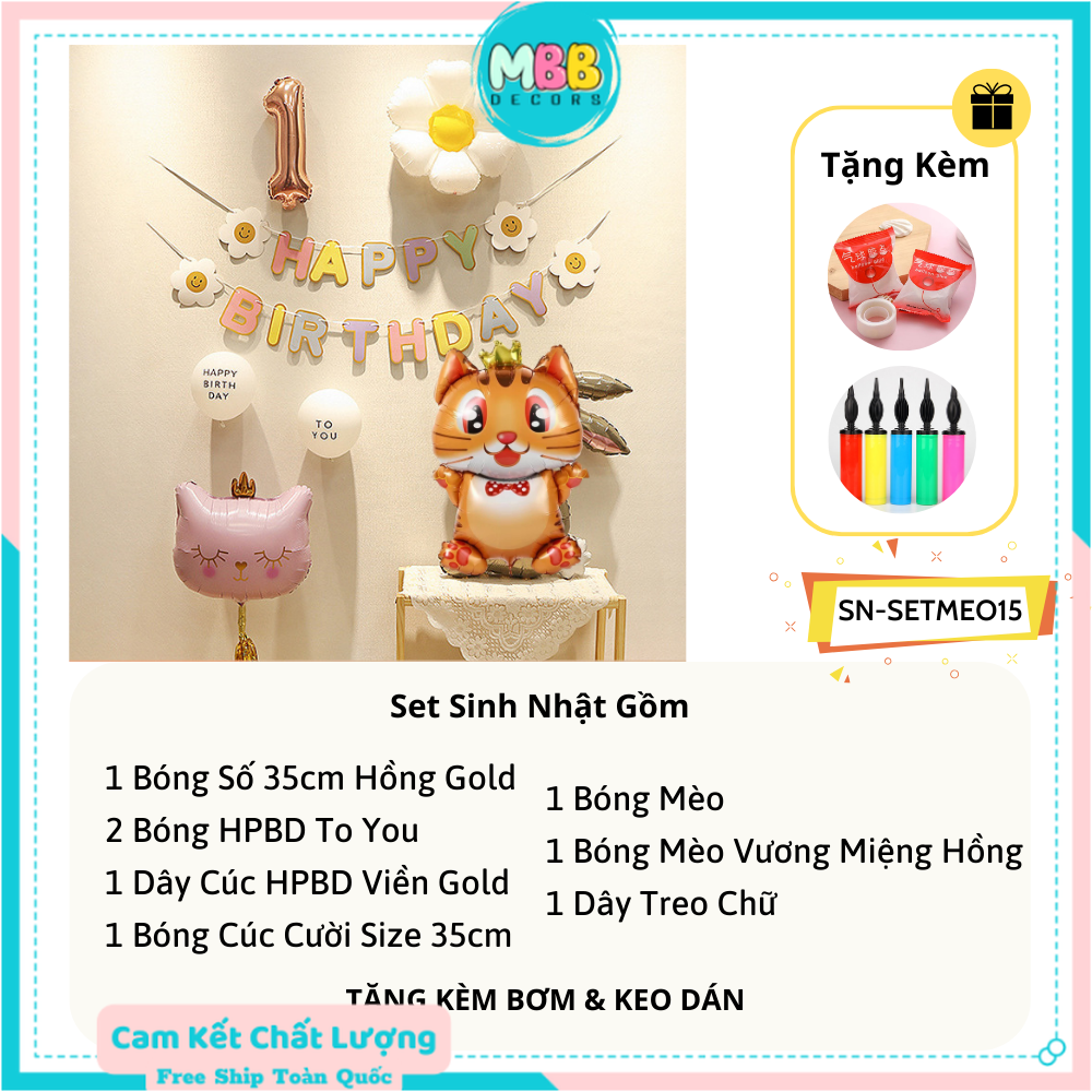 Set Trang Trí Sinh Nhật Tuổi Mèo Cho Bé SET MÈO 15