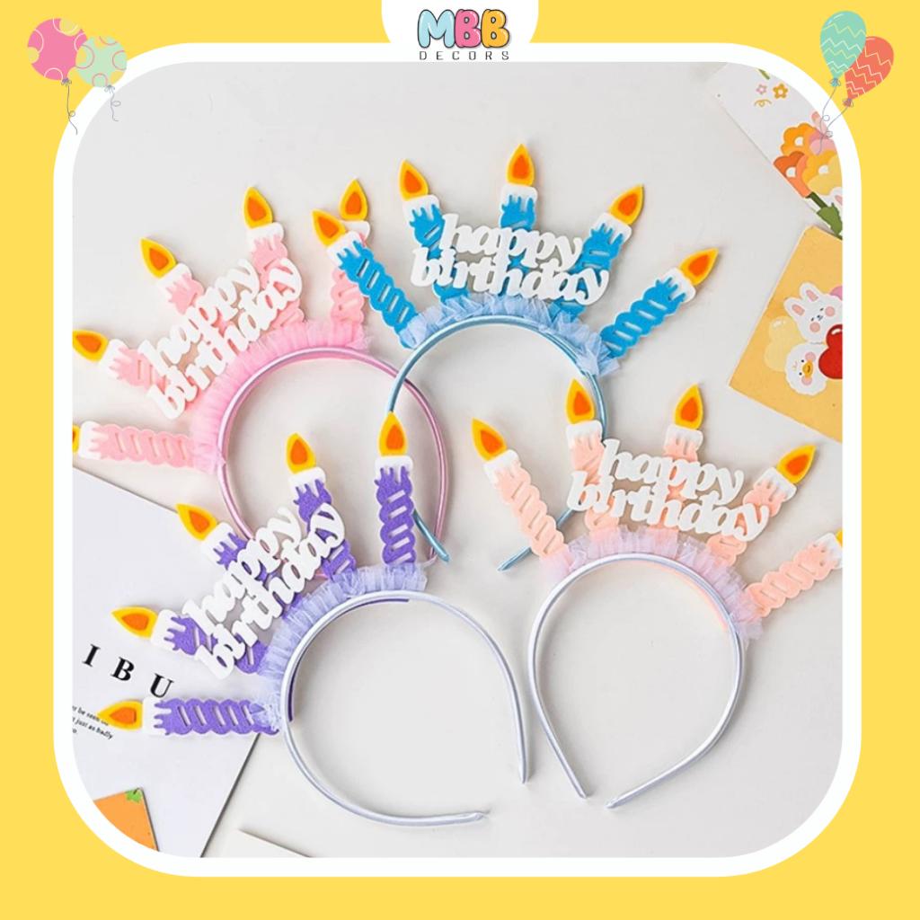 Cài Tóc Sinh Nhật, Bờm Sinh Nhật Happy Birthday Gắn Nến