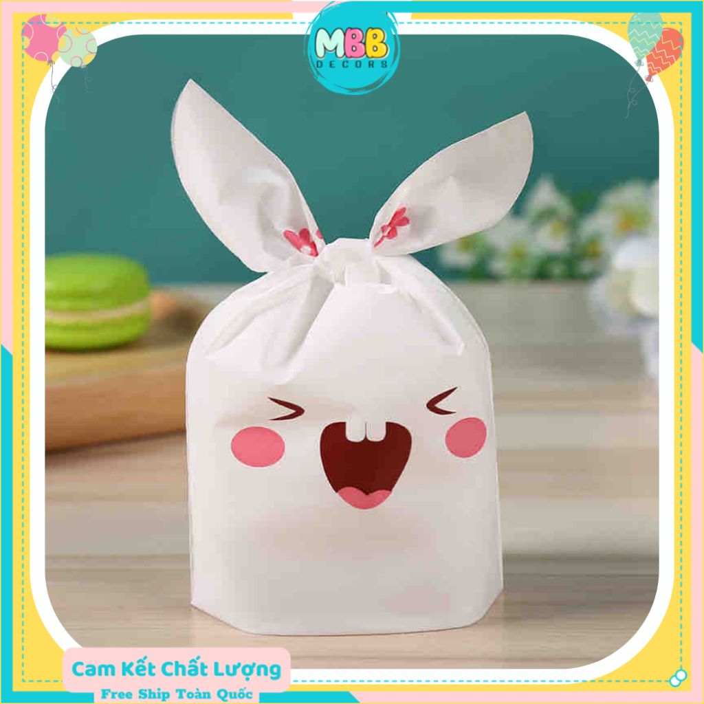 Set 10 Cái Túi Chia Quà, Bánh Kẹo Sinh Nhật Cho Các Bé, Túi Đựng Bánh Kích Thước  14x23cm Thỏ Răng Thỏ