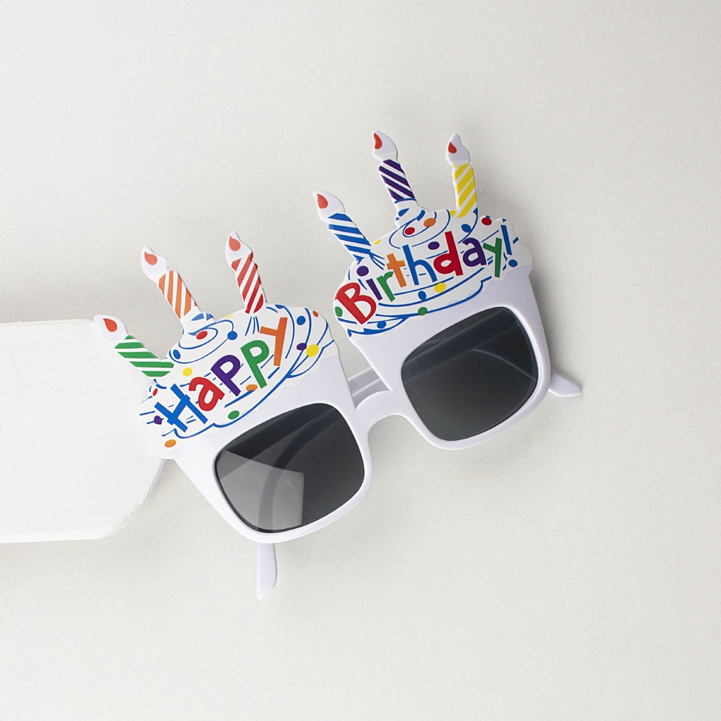 Mắt kính happy birthday nến trắng