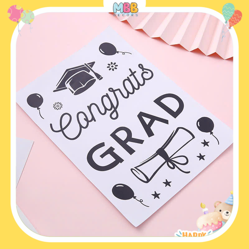 Tổng Hợp Phụ Kiện Lễ Tốt Nghiệp 2 Sticker Chữ Đen