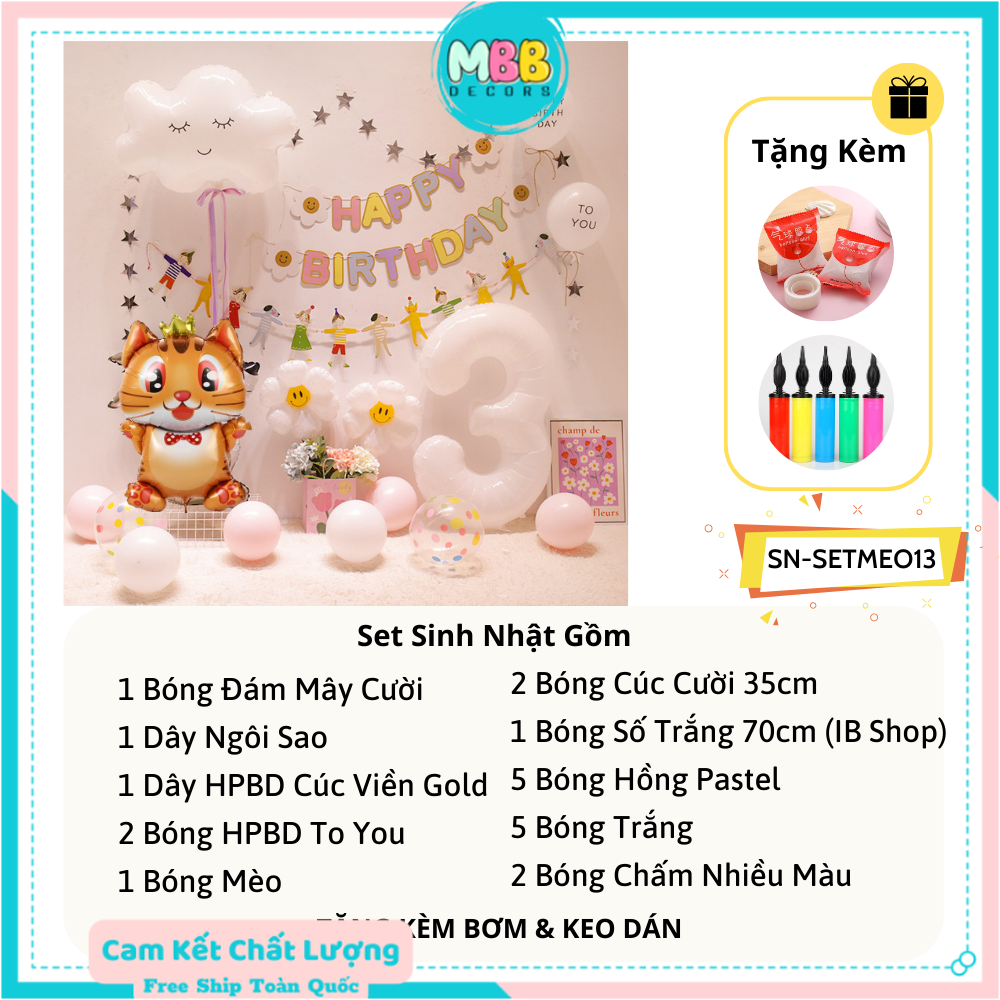 Set Trang Trí Sinh Nhật Tuổi Mèo Cho Bé SET MÈO 13