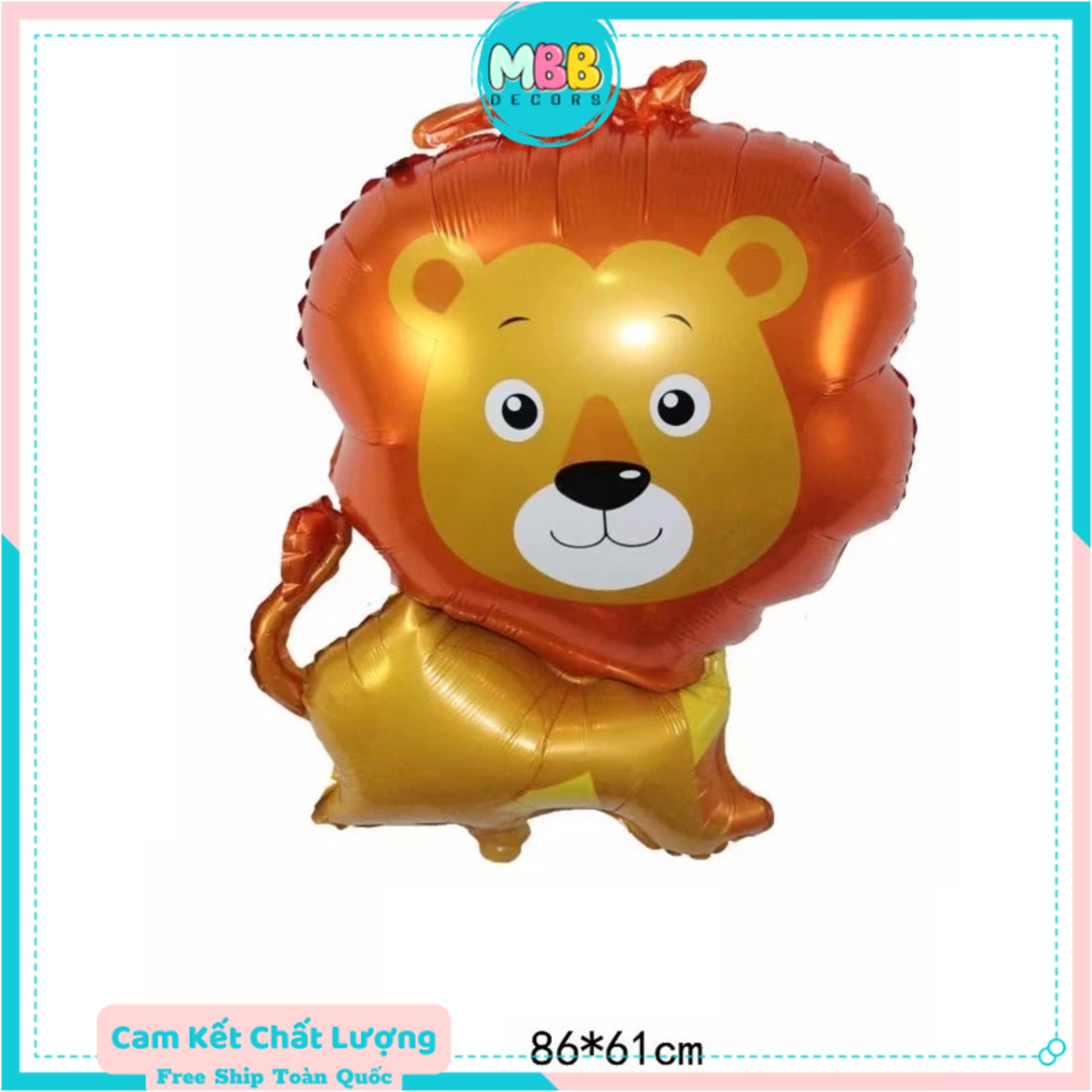 Bong Bóng Bay Hình Nhiều Con Thú Trang Trí Sinh Nhật Cho Bé, Bóng Con Vật Sư Tử Bờm Cam