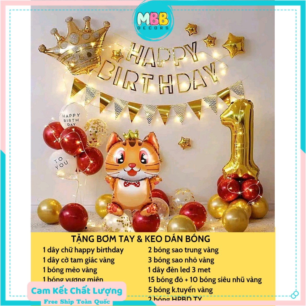 et Trang Trí Sinh Nhật Tuổi Mèo Cho Bé SET 03