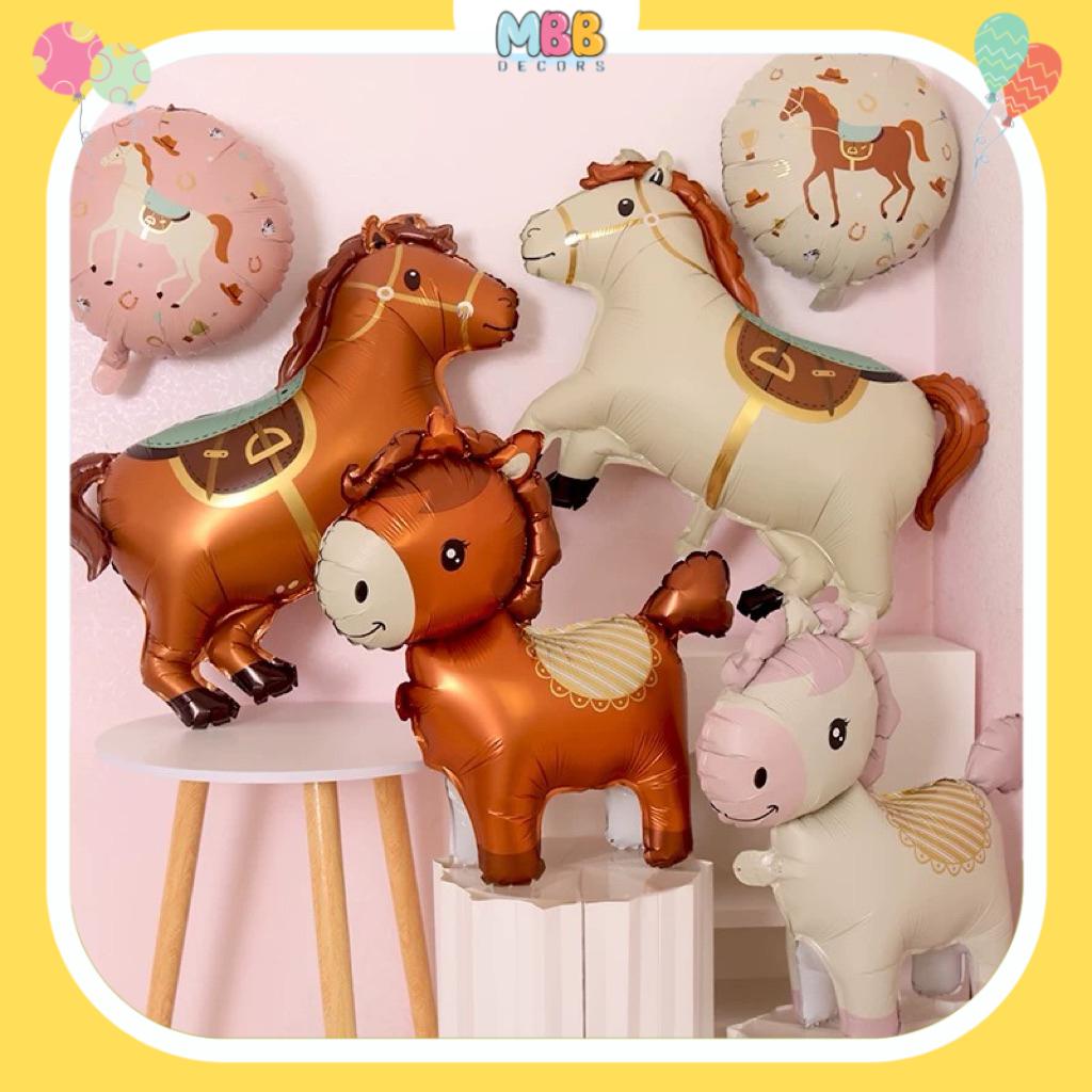 Bóng ngựa Pony trang trí tiệc, sinh nhật, Bóng nhôm hình con ngựa xinh cho bé trai và bé gái