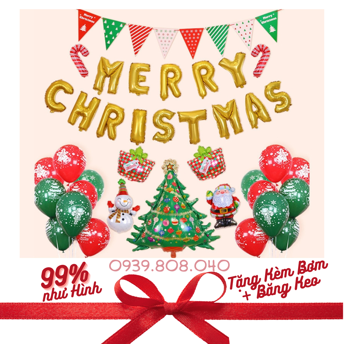 Trang Trí Giáng Sinh Noel - Set Bóng Trang Trí Giáng Sinh Noel Merry Chirstmast Nhiều Kiểu Dáng