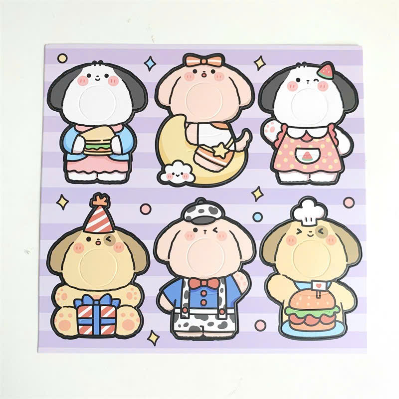 Set 12 Miếng Giấy Kẹp Kẹo Mút - Chó Con