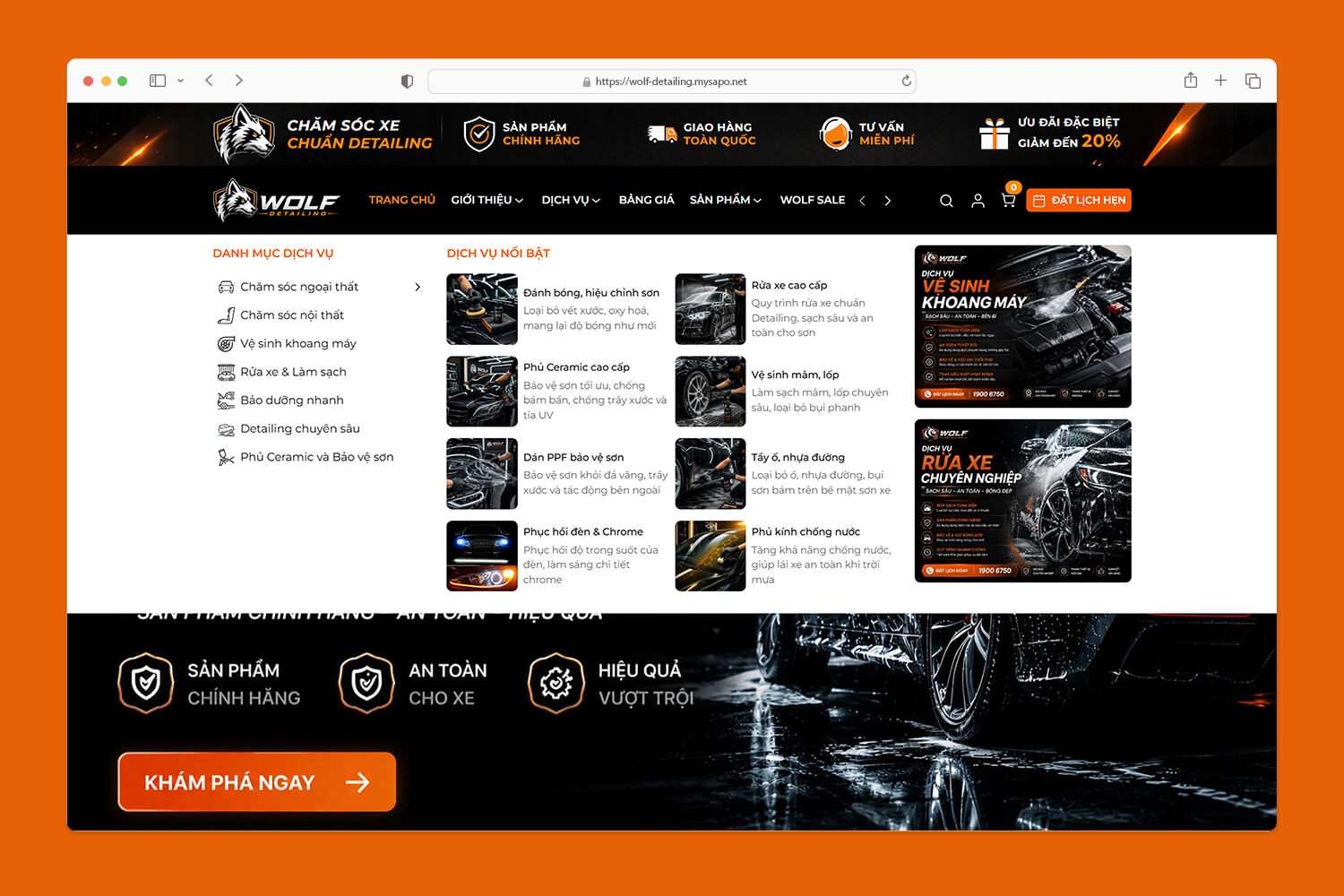 Wolf Detailing - Mega menu