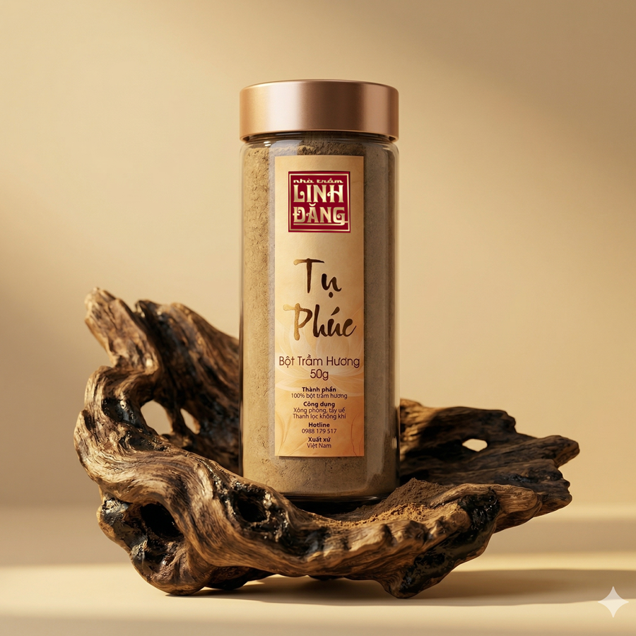 Bột Trầm Hương Tụ Phúc Nguyên Chất 50g  – Chiêu Tài Tụ Lộc, Không Pha Tạp, Thơm Sâu, An Toàn