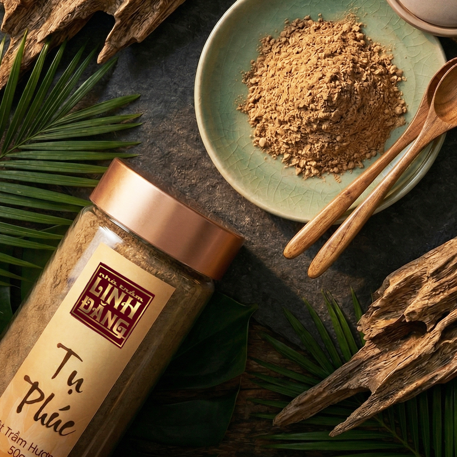 Bột Trầm Hương Tụ Phúc Nguyên Chất 50g  – Chiêu Tài Tụ Lộc, Không Pha Tạp, Thơm Sâu, An Toàn