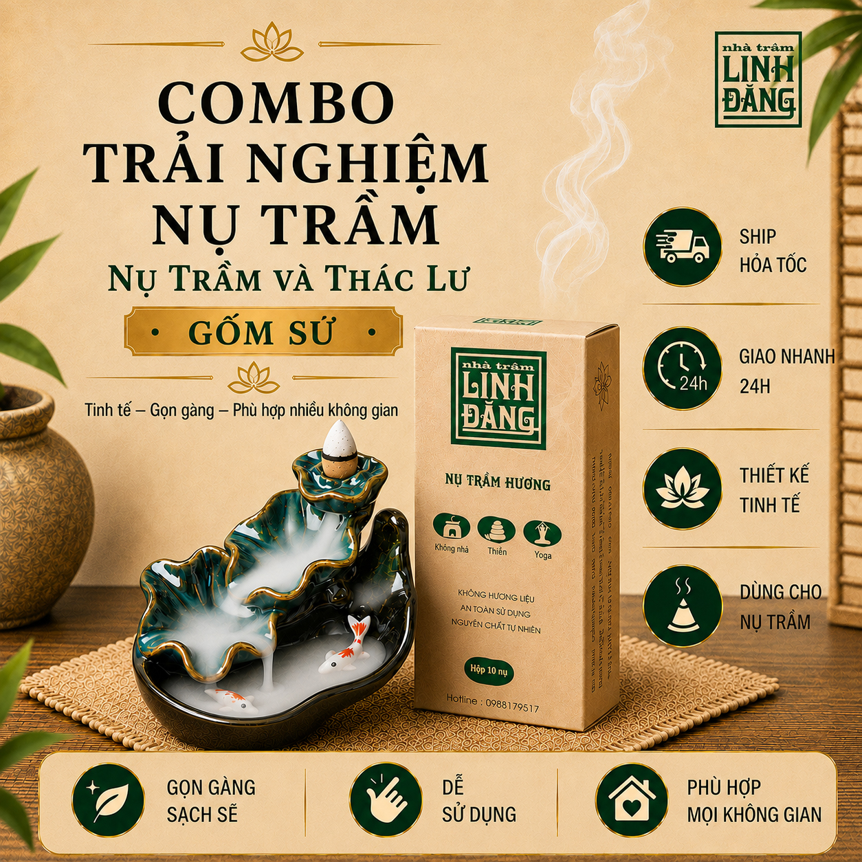 Combo Trải Nghiệm Nụ Trầm Linh Đăng Thác Khói D2
