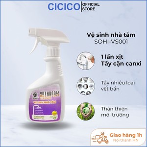 Tẩy cặn canxi nhà tắm inox Sohi-VS001, vệ sinh nhà tắm bồn rửa vòi sen, vòi nước, bồn sứ, gương sáng sạch như mới.