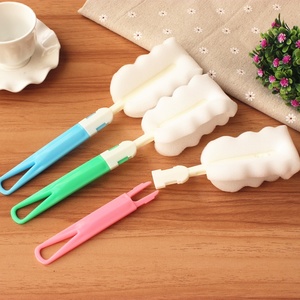 Cọ rửa bình sữa, cốc chén bằng bọt biển C122 nhiều màu sắc, đầu mút có thể thay thế.