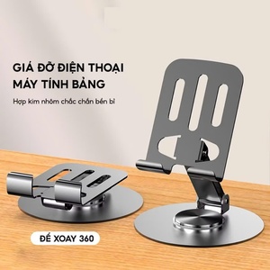 Giá đỡ điện thoại để bàn gấp gọn chân xoay 360 độ bằng hợp kim nhôm