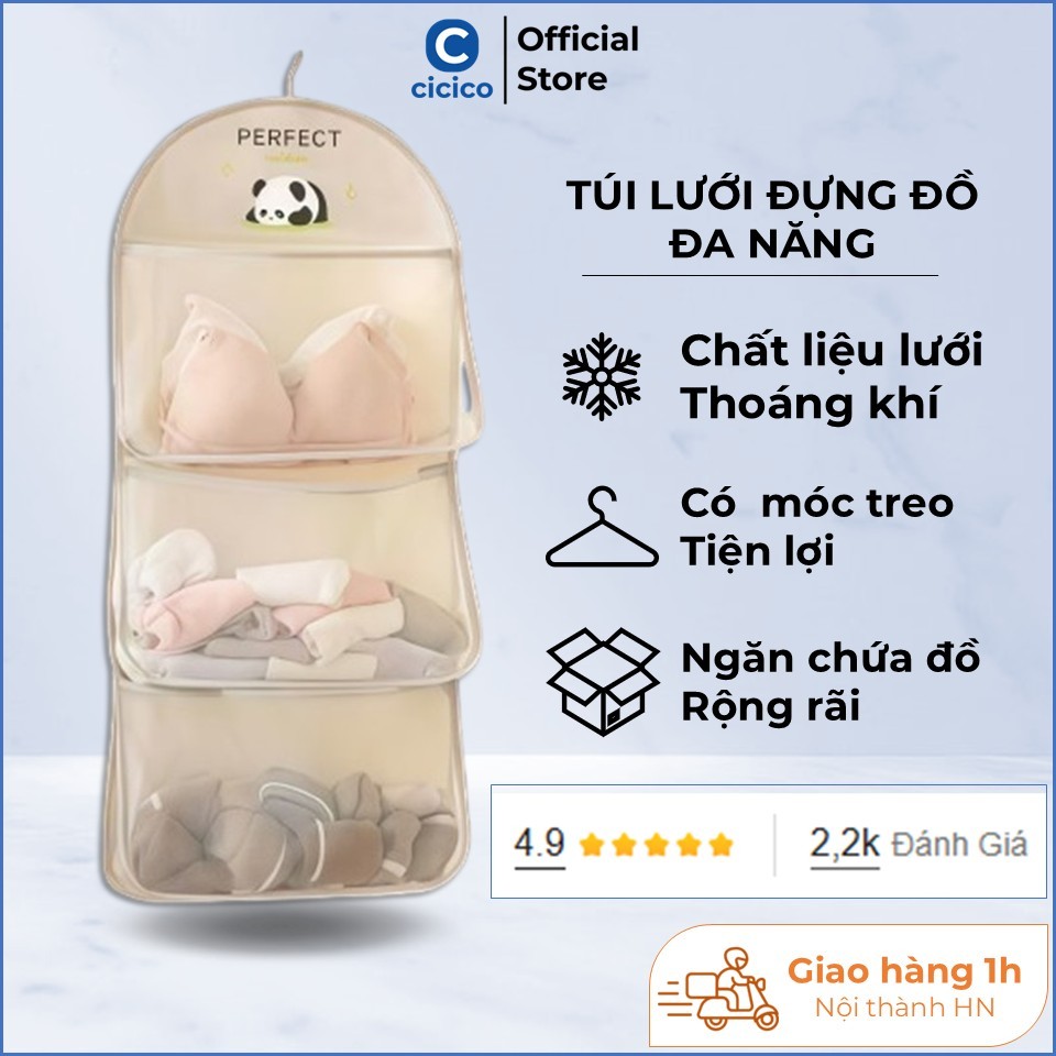 Túi lưới đựng quần áo , túi đựng đồ lót treo tủ nhiều ngăn, để đồ dùng cá nhân, tất vớ tiện lợi gọn gàng