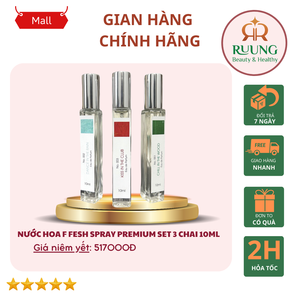 COMBO 3 Chai nước hoa F Fesh Spray mini 10ml