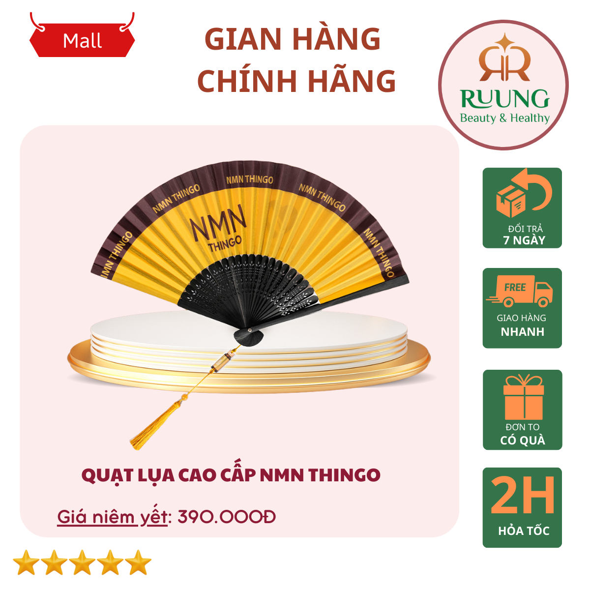 QUẠT LỤA CAO  CẤP NMN THINGO