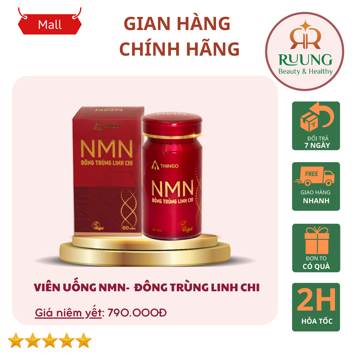 VIÊN UỐNG NMN - ĐÔNG TRÙNG LINH CHI 60 viên/hộp