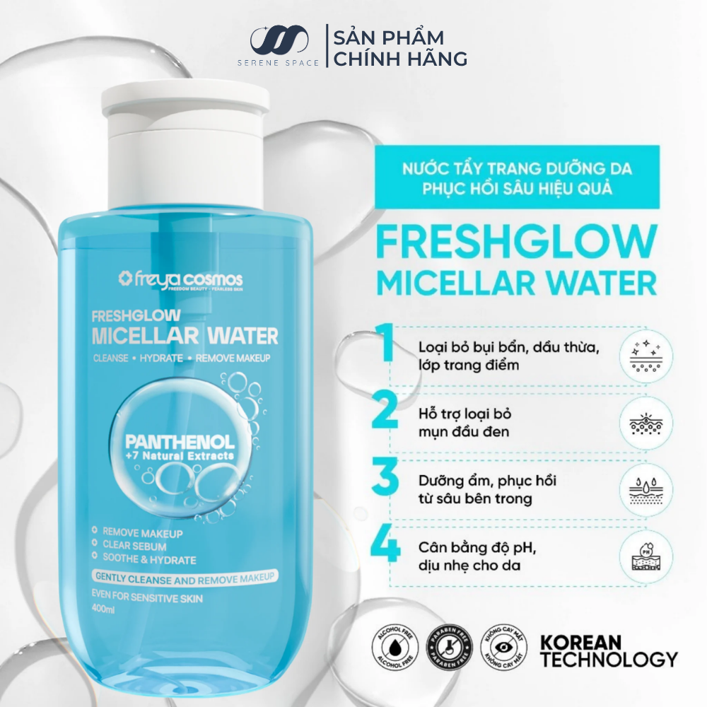 Freya Cosmos FreshGlow Micellar Water: Nước Tẩy Trang Cấp Dưỡng Cho Làn Da Nhạy Cảm